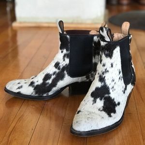 Cowhide Chelsea cowboy boot - Black/brown & white